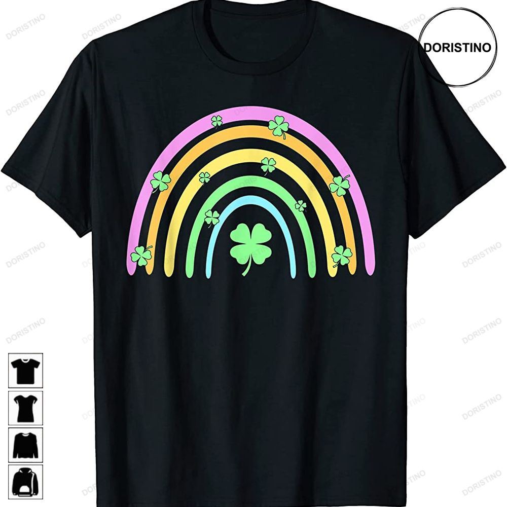 Green Four Leaf Clover Rainbow Happy St Patricks Day Awesome Shirts