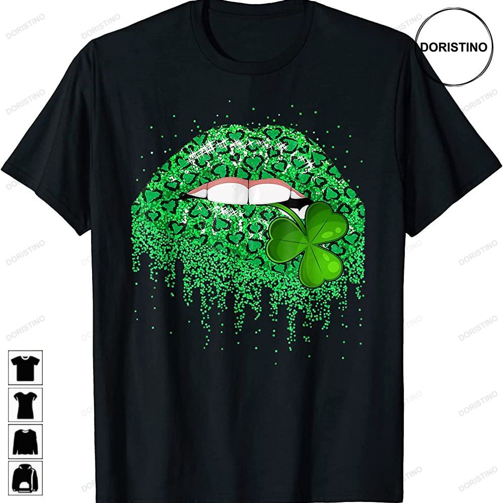 Green Lips Irish Vintage Leopard Hearts Shamrock Patrick Day Limited Edition T-shirts