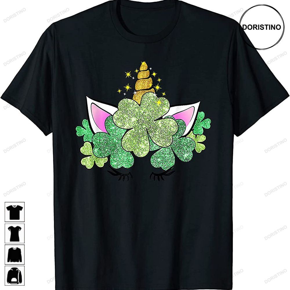 Green Shamrocks Irish Cute Unicorn Girls St Patricks Day Awesome Shirts