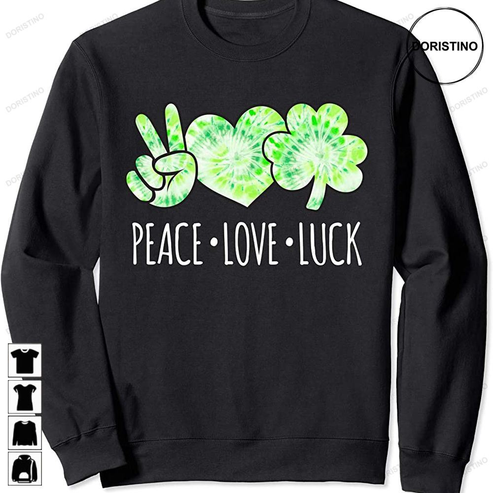 Green Tie Dye Shamrock Peace Love Luck St Pattys Day 2023 Trending Style