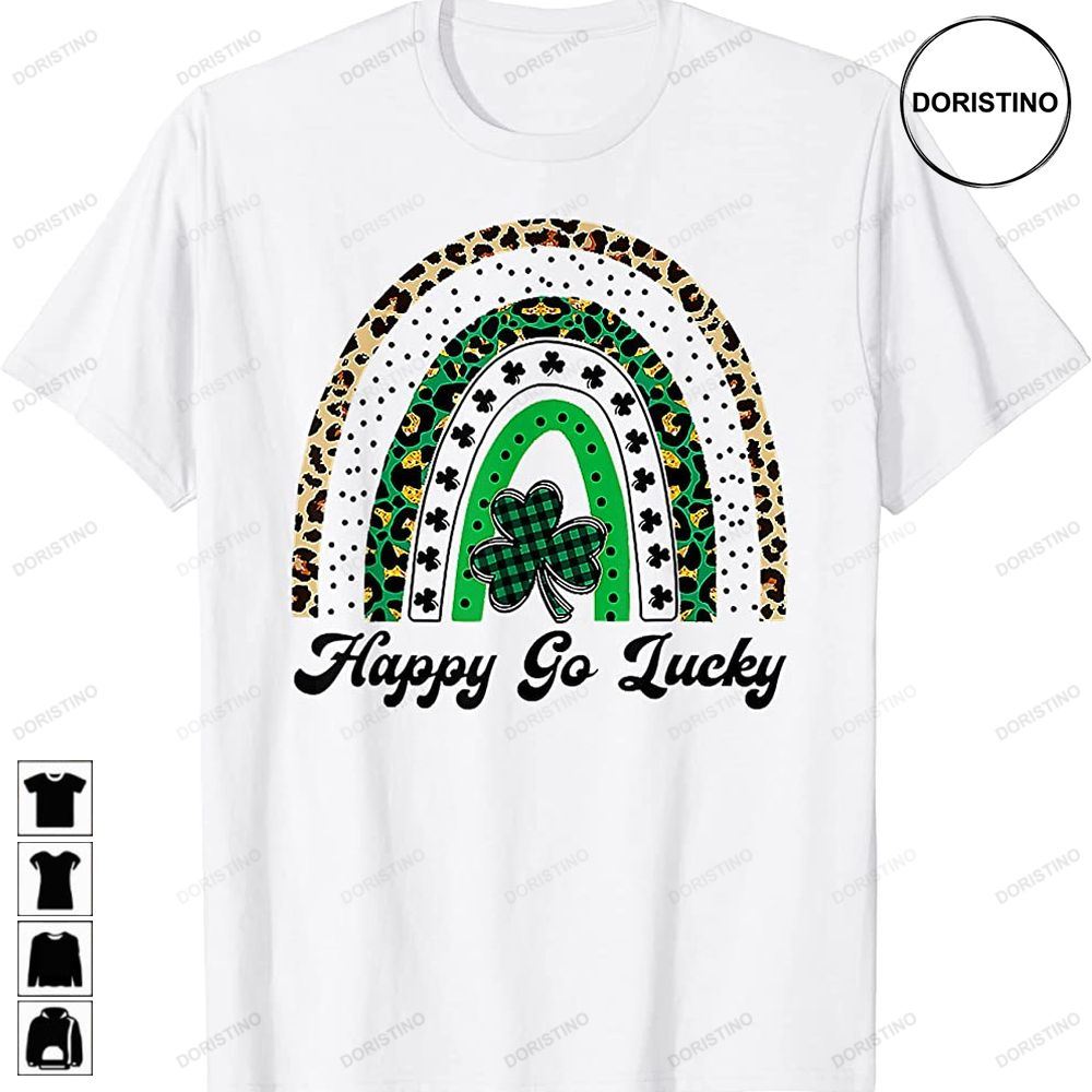 Happy Go Lucky Rainbow Leopard Lucky Saint Patricks Day Awesome Shirts