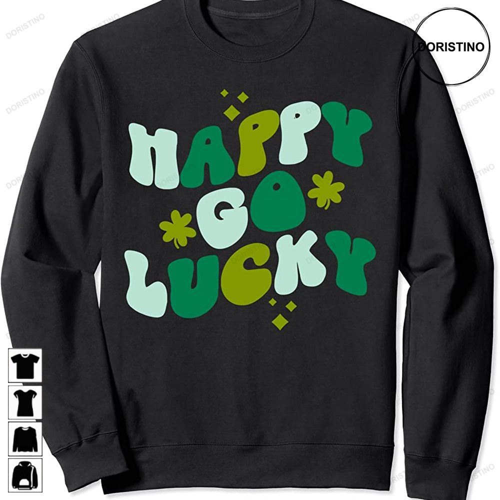 Happy Go Lucky Retro St Patricks Day Shamrock Vintage Limited Edition T-shirts
