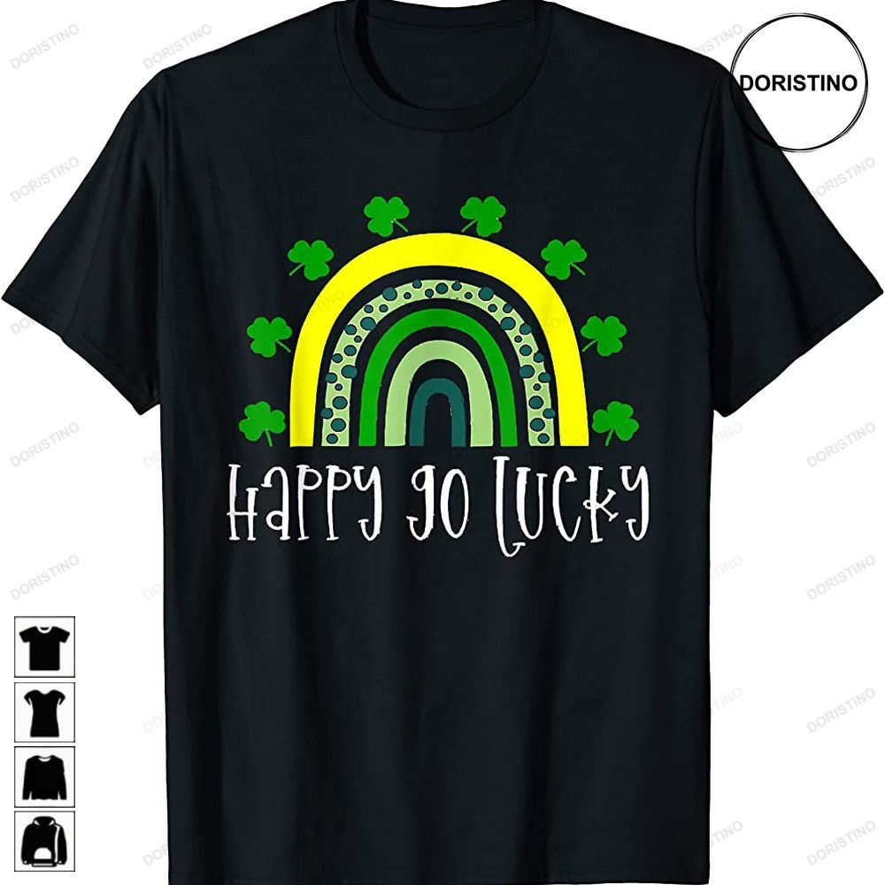 Happy Go Lucky St Patricks Day Leopard Rainbow Shamrock Awesome Shirts