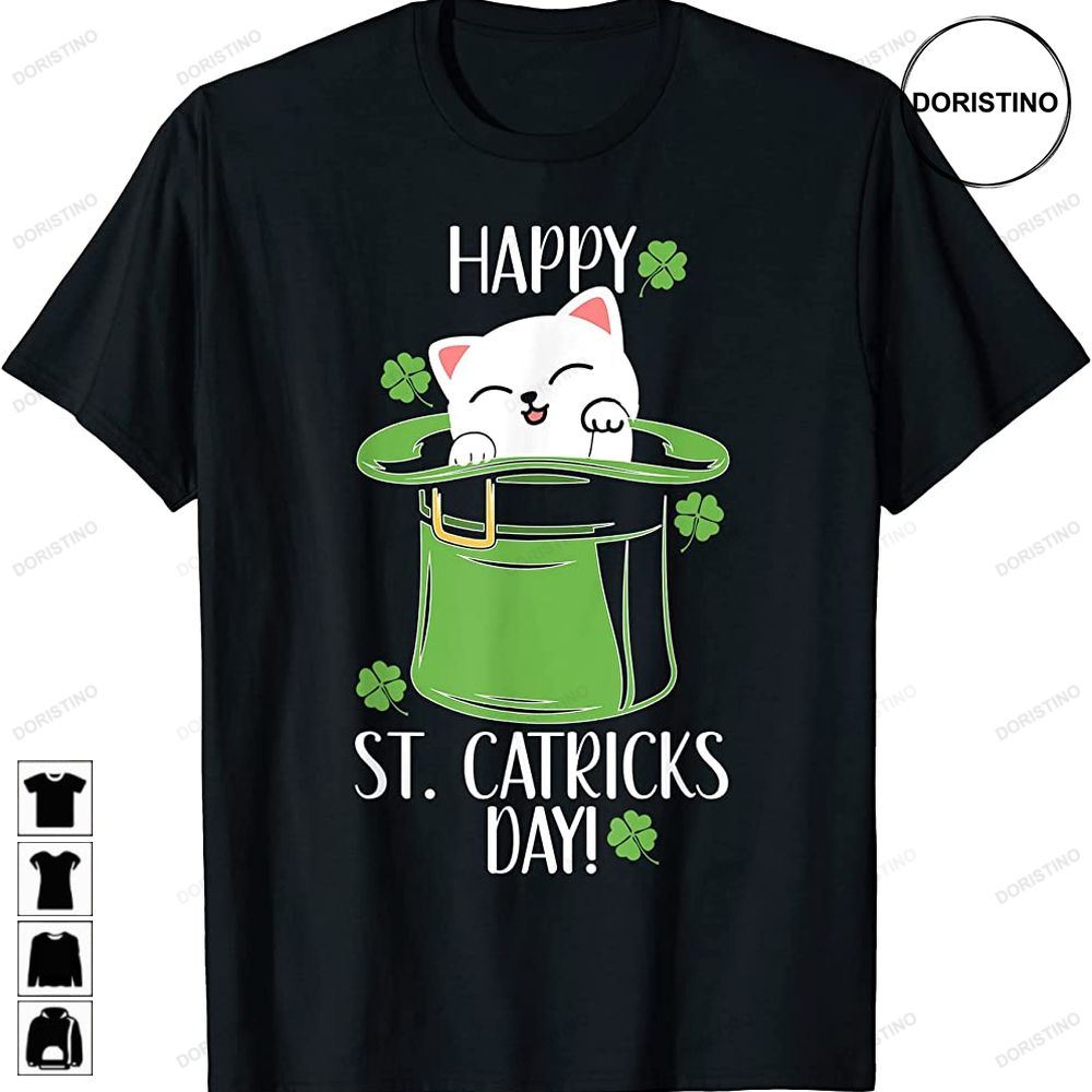 Happy St Catricks Day Shamrock Cat St Patricks Day Awesome Shirts