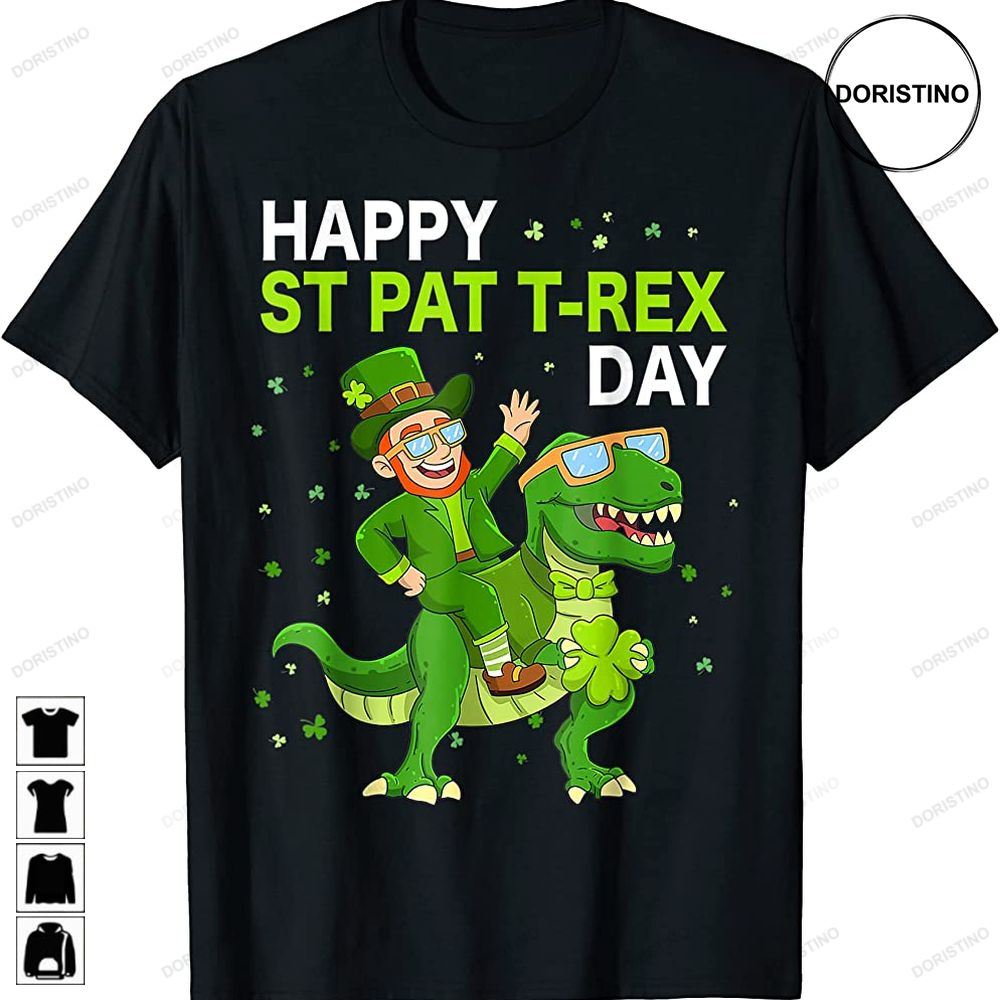 Happy St Pat Trex Day Dino St Patricks Day Kids Toddler Boys Awesome Shirts
