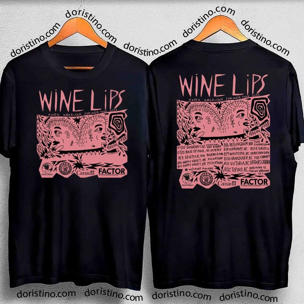 Wine Lips North Americasn Summer Tour 2023 Double Sides Tshirt