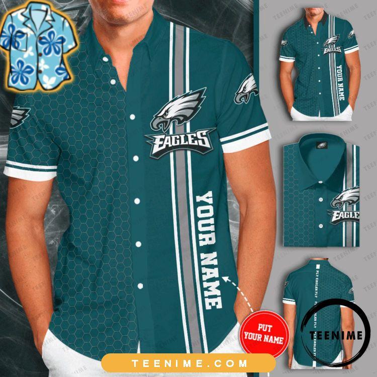 Personalized Philadelphia Eagles Full Printing Tiling Short Sleeve Dress Summer Aloha Beach Teal Teenime Limited Edition Hawaiian Shirt