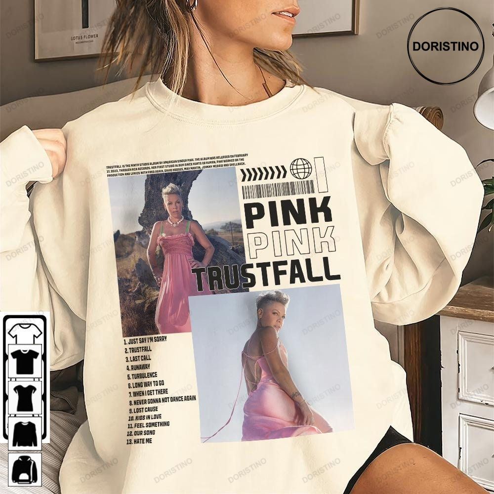 Pink Trustfall New Album Vintage Bootleg Inspired Trustfall Pink Graphic Unisex New Album Singer Music 2023 Limited Edition T-shirts