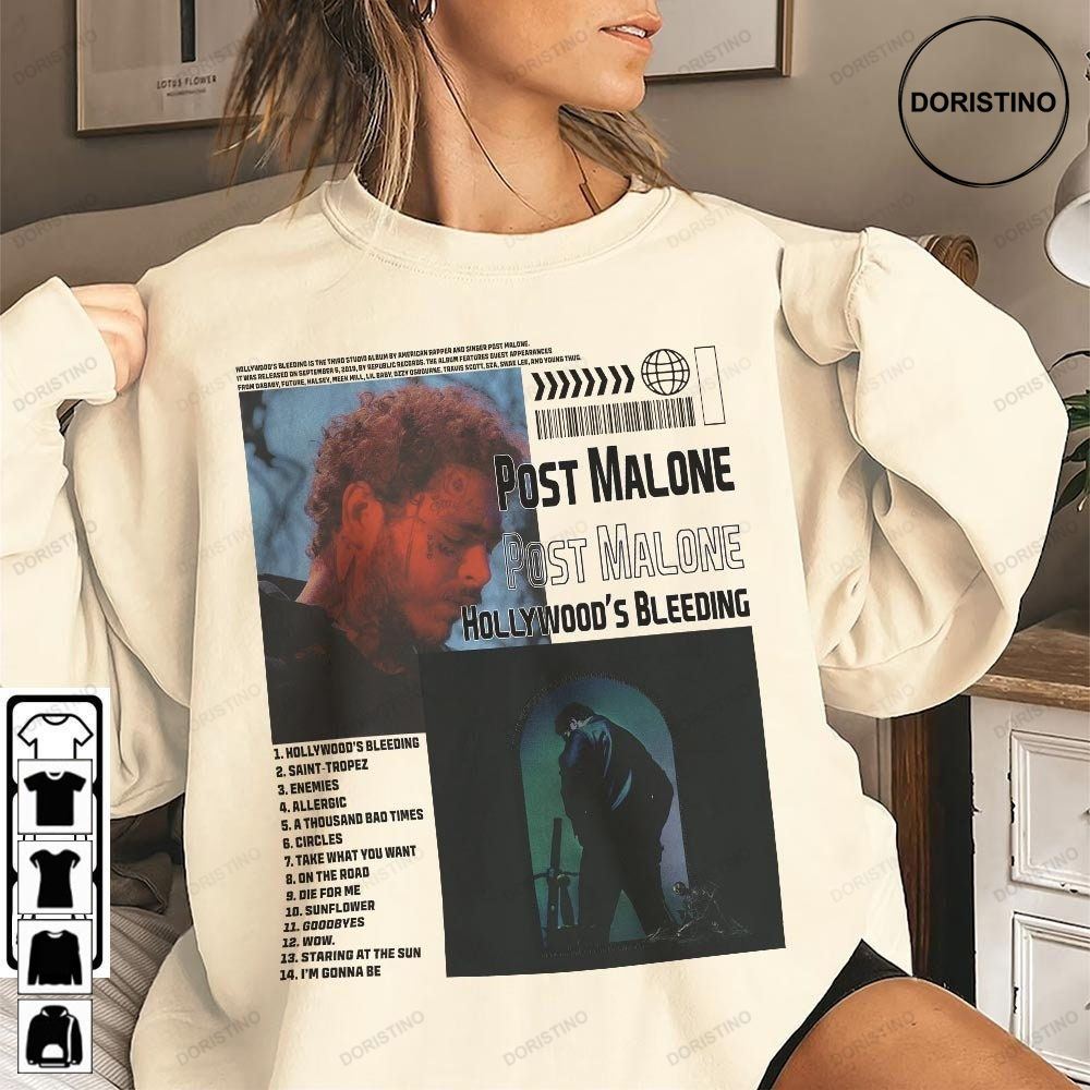 Post Malone Hollywood's Bleeding New Album Vintage Bootleg Inspired Post Malone Graphic Unisex New Album Singer Music 2023 Limited Edition T-shirts