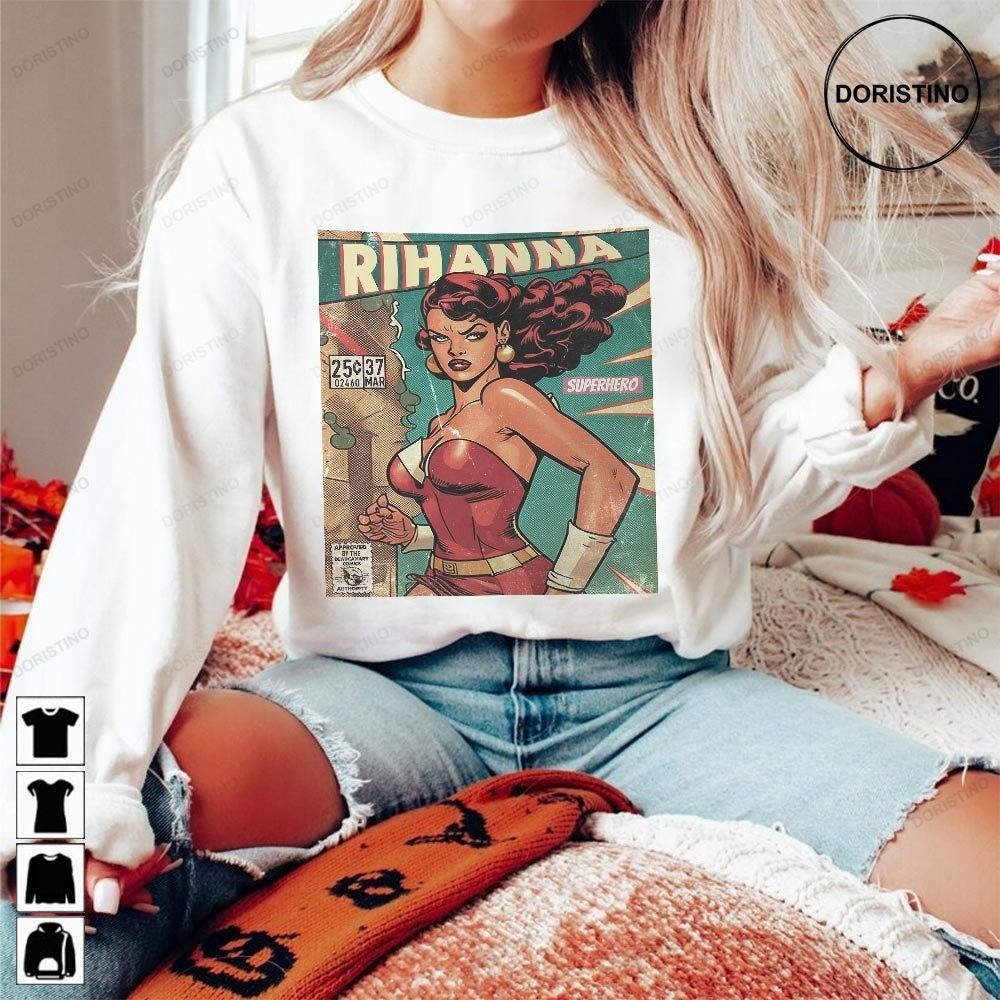 Rihanna Singer Superhero Vintage Comic Art Vintage 90s Retro Music Comic Art Limited Edition T-shirts