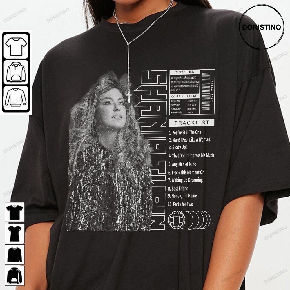 Shania Twain Tracklist Song Vintage Unisex Shania Twain Graphic Tee Singer Music Tracklist Awesome Shirts
