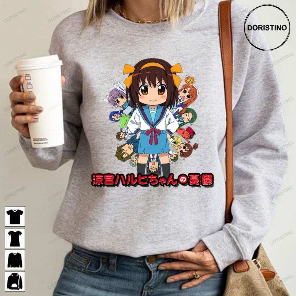 Cute Chibi Of The Melancholy Of Haruhi Suzumiya Vintage Anime Limited Edition T-shirts