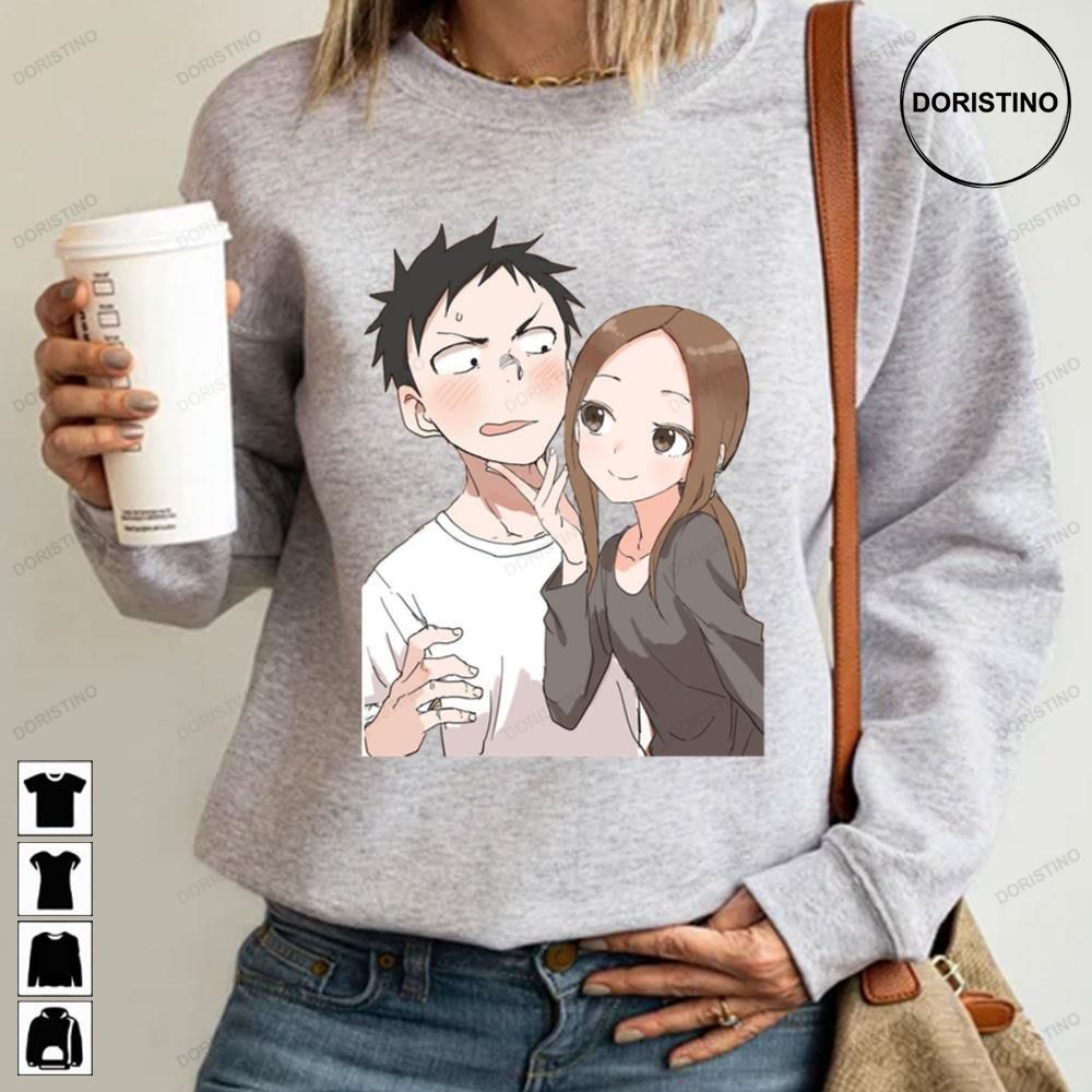 Cute Couple Of Karakai Jouzu No Takagi San Sticker Retro Funny Anime Limited Edition T-shirts