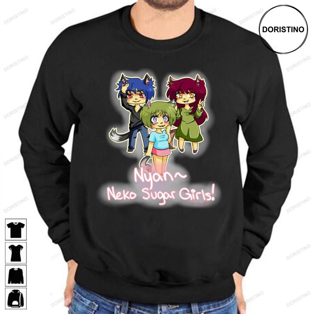 Cute Nyan Neko Sugar Girls Funny Group Art Anime Awesome Shirts