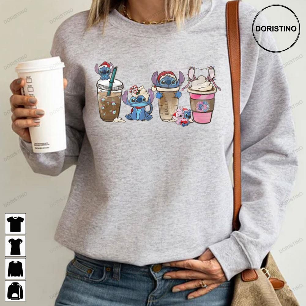 Cute Stitch Coffee Latte Christmas Trending Style