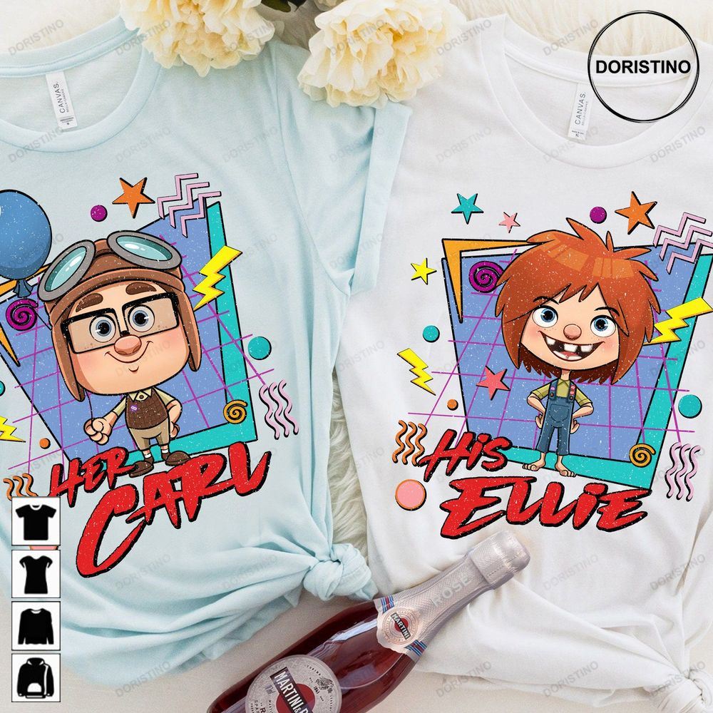 Retro 90s Pixar Up Cute Young Her Carl And His Ellie Awesome Shirts