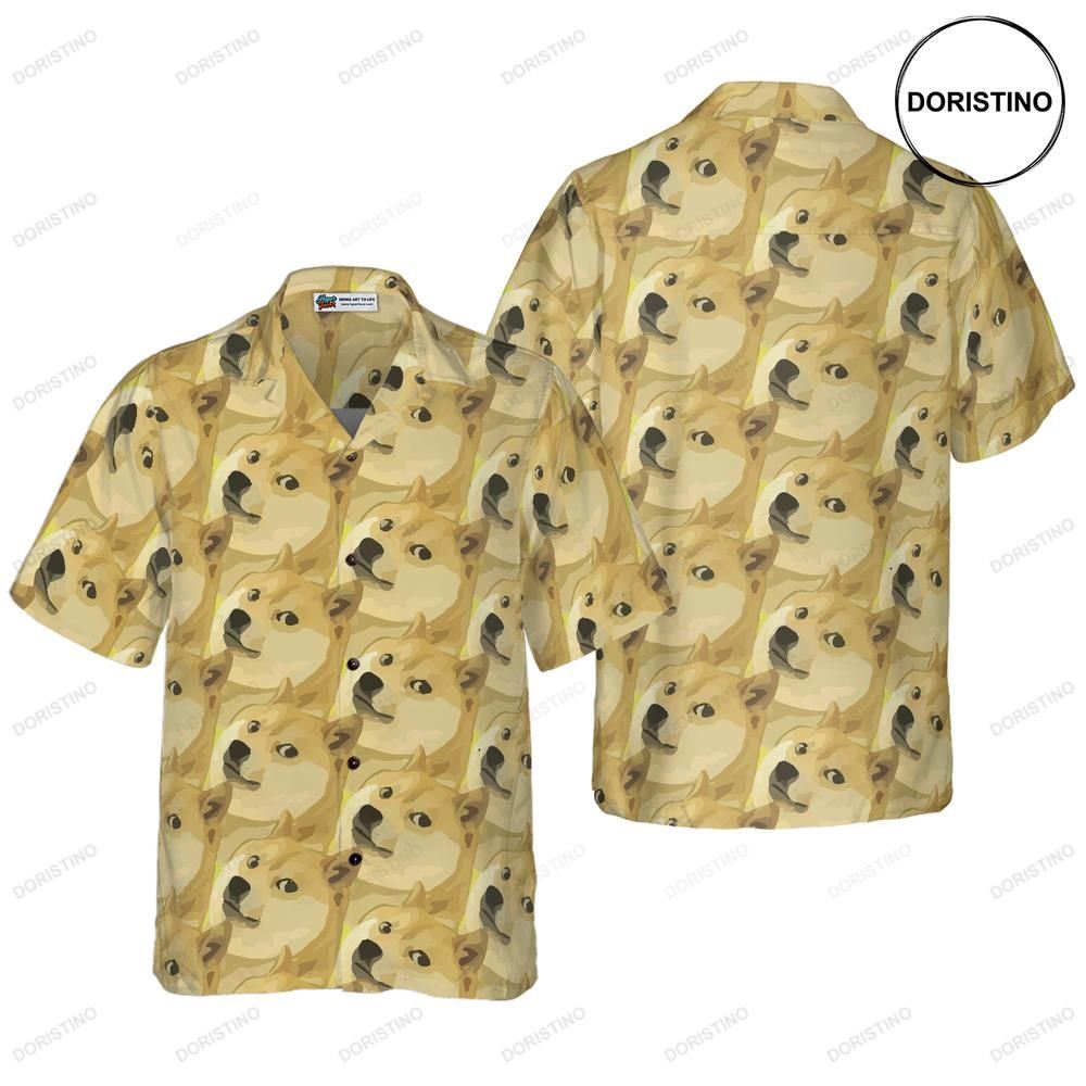 Full Face Doge Pattern Dogecoin Limited Edition Hawaiian Shirt