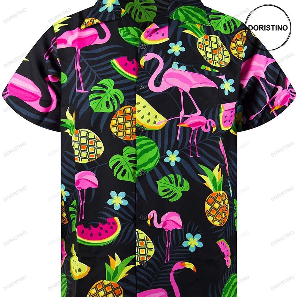 Funky Melon Pineapple Pink Flamingo Vacation Limited Edition Hawaiian Shirt
