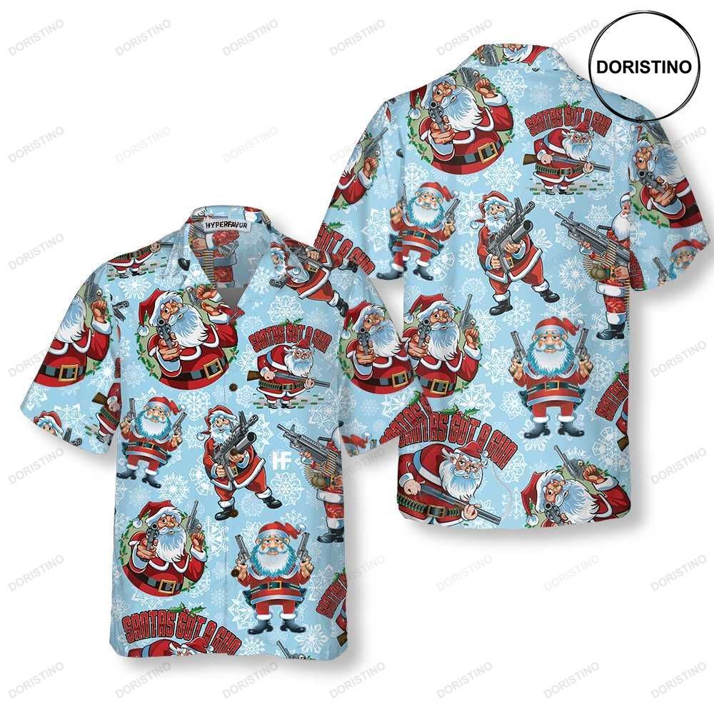 Funny Santa Claus With Machine Gun Christmas Funny Santa Claus Limited Edition Hawaiian Shirt