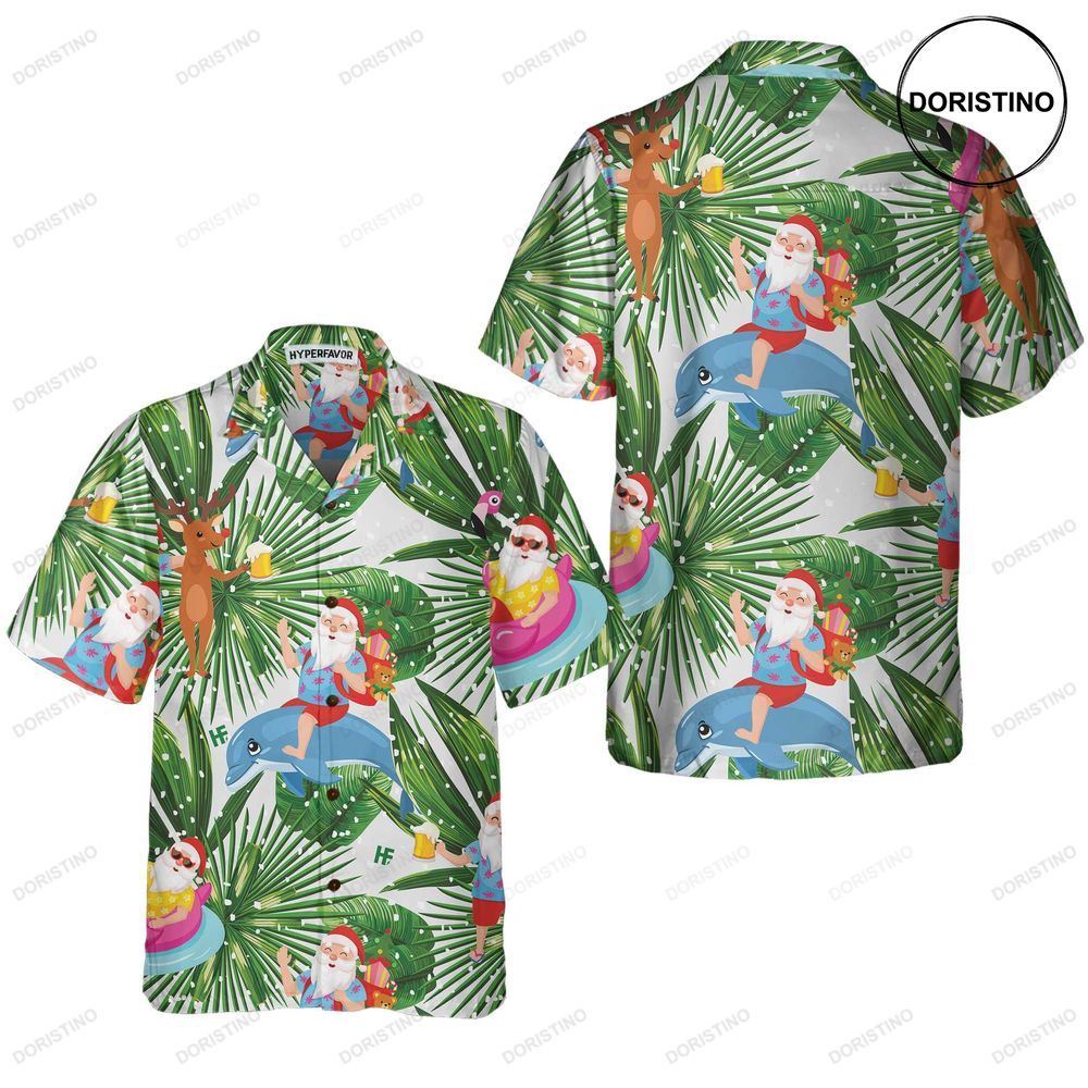 Funny Tropical Christmas Funny Santa Claus For Christmas Awesome Hawaiian Shirt