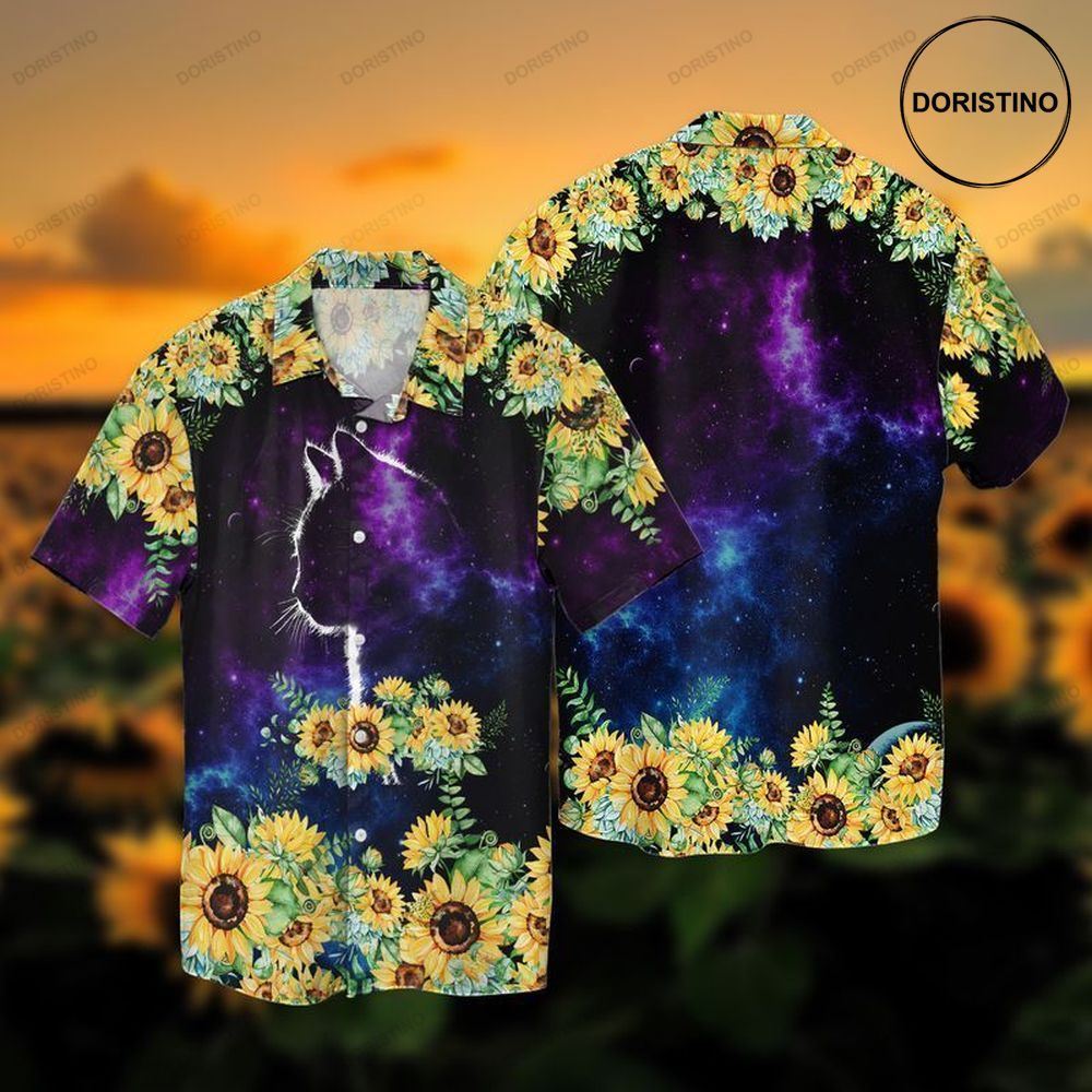 Galaxy Cat With Sunflowers Limited Edition Hawaiian Shirt