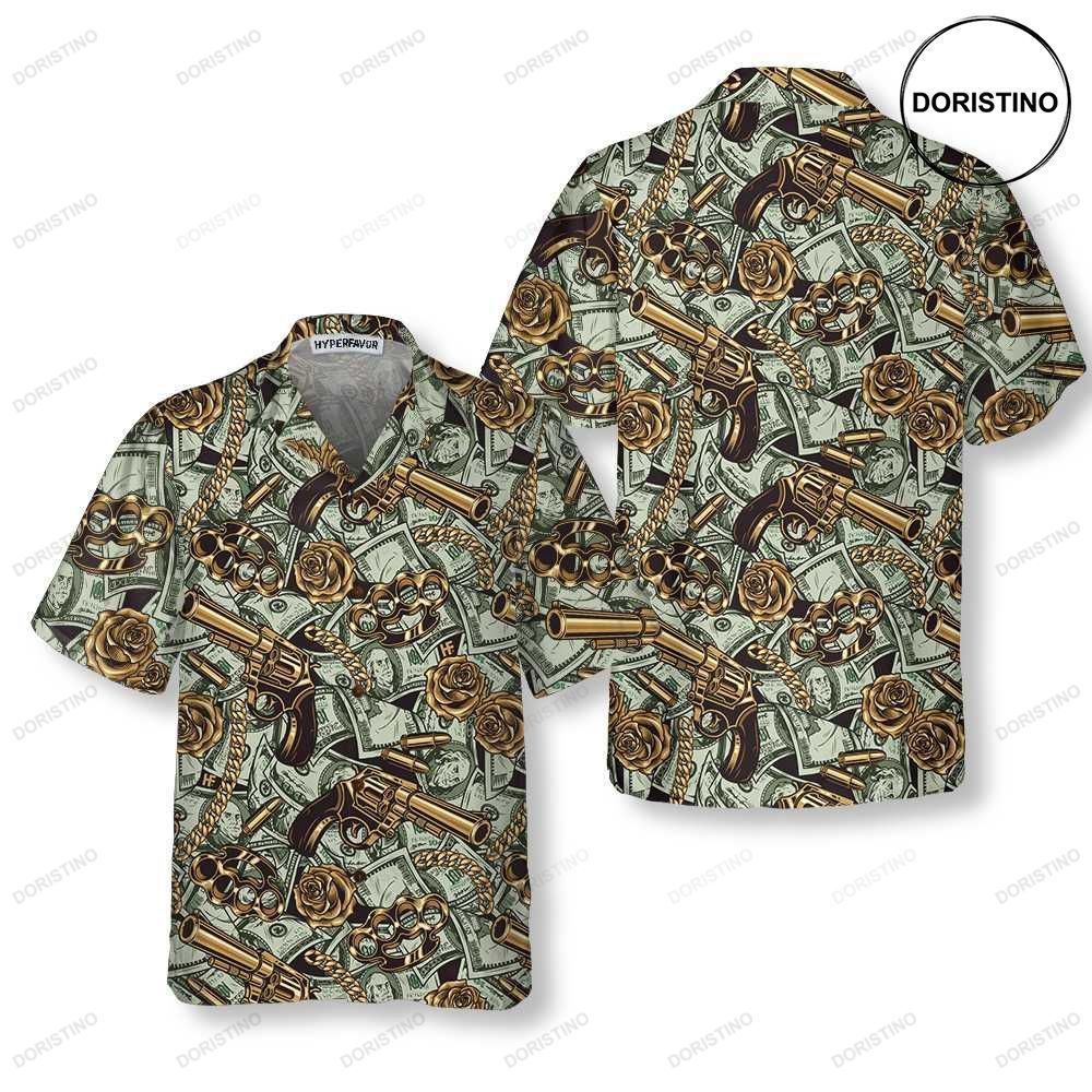 Gangster And Money Vintage Seamless Pattern Short Sleeve Money For Men Limited Edition Hawaiian Shirt