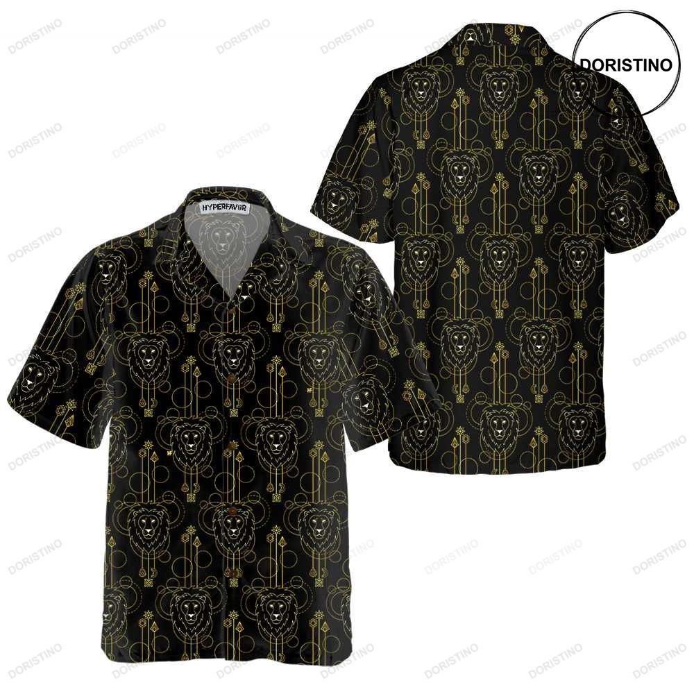 Geometric Lion Seamless Pattern Lion Button Up Lion For Men Women Cool Lion Gif Limited Edition Hawaiian Shirt