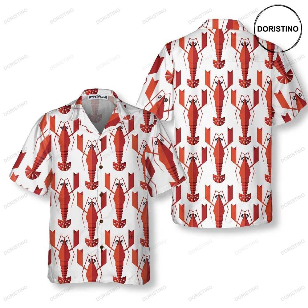 Geometric Lobster Pattern Funny Lobster For Adults Lobster Prin Hawaiian Shirt