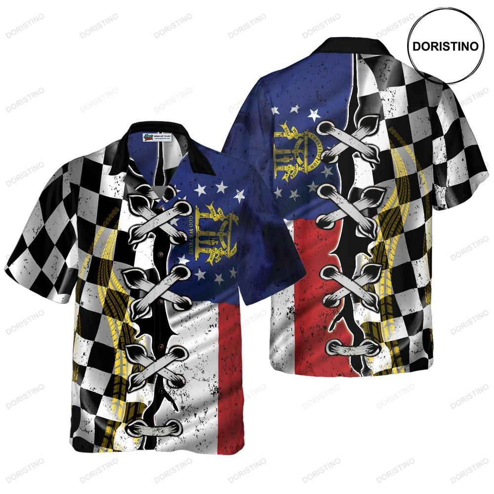 Georgia Racing Flag Awesome Hawaiian Shirt