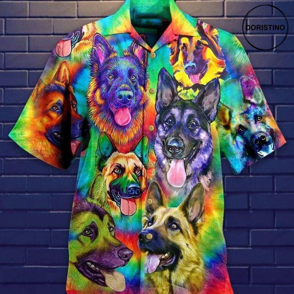 German Sepherd Dogs Animal Print Hawaiian Shirt