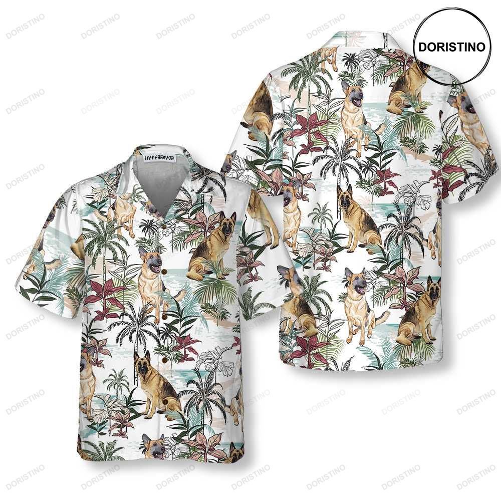 German Sheperd Summer Tropical Pattern Tropical German Sheperd For Dog Lovers Awesome Hawaiian Shirt