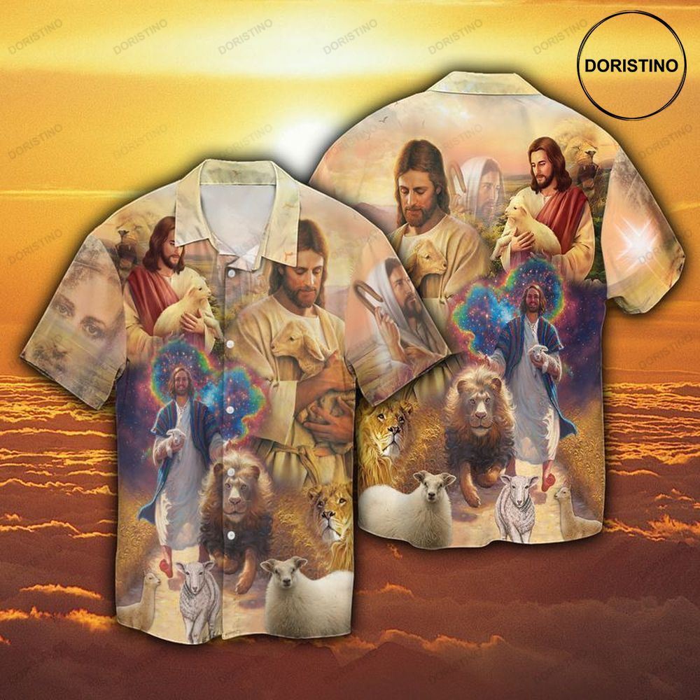 God Jesus And Lion Hawaiian Shirt