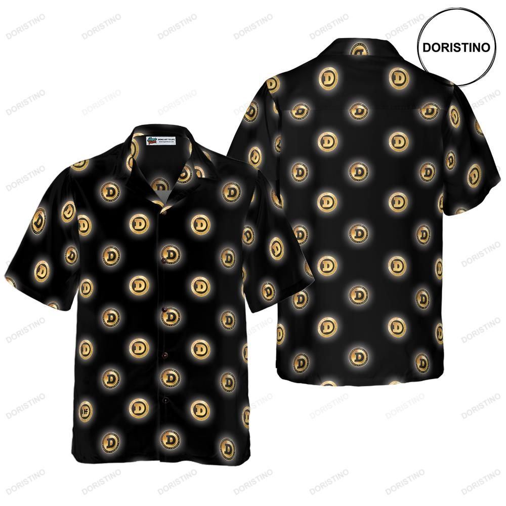 Golden Black Dogecoin Awesome Hawaiian Shirt