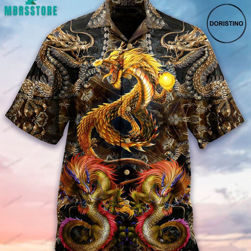 Golden Dragon Golden Ryujin Samurai Warrior Unisex Limited Edition Hawaiian Shirt