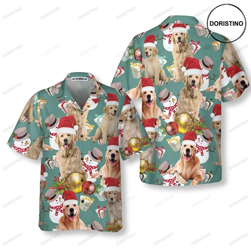 Golden Retriever Celebrate Christmas Golden Retriever Christmas Dog Ch Awesome Hawaiian Shirt