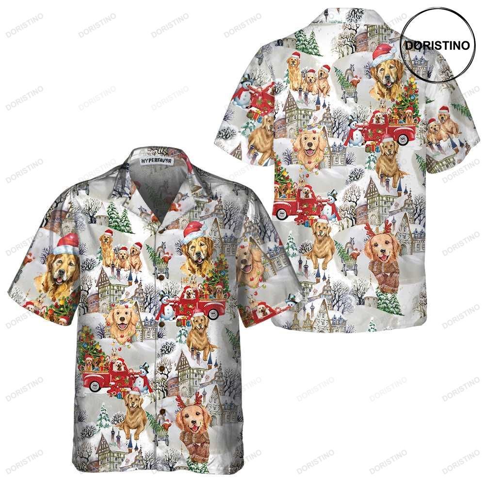 Golden Retriever On Christmas Golden Retriever Christmas Christmas Gift For Gol Hawaiian Shirt