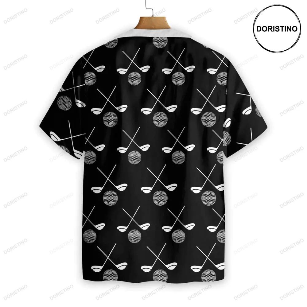 Golf White Pattern Black Background Hawaiian Shirt