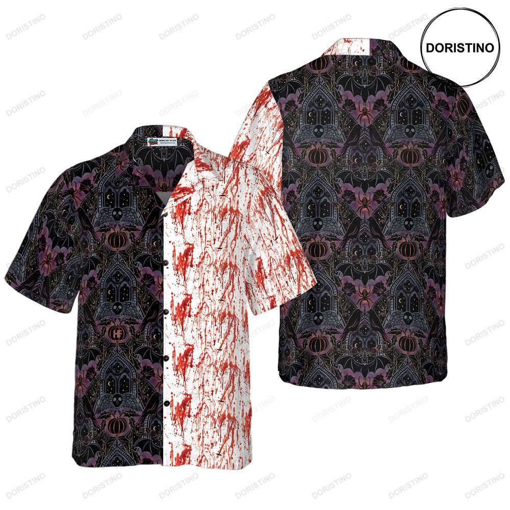 Gothic Halloween Blood For Men Satanic Bat And Spider Goth Limited Edition Hawaiian Shirt