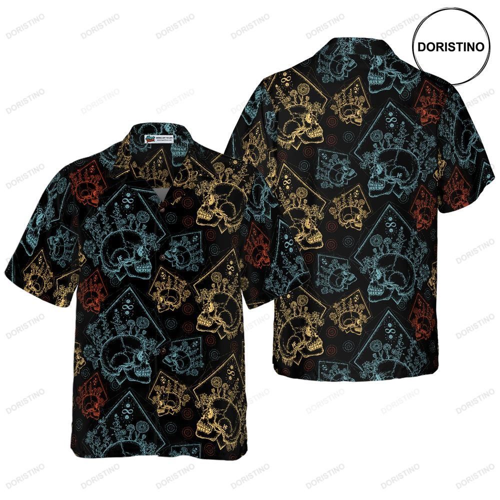 Gothic Skulls In Scrapbooking Hawaiian Shirt