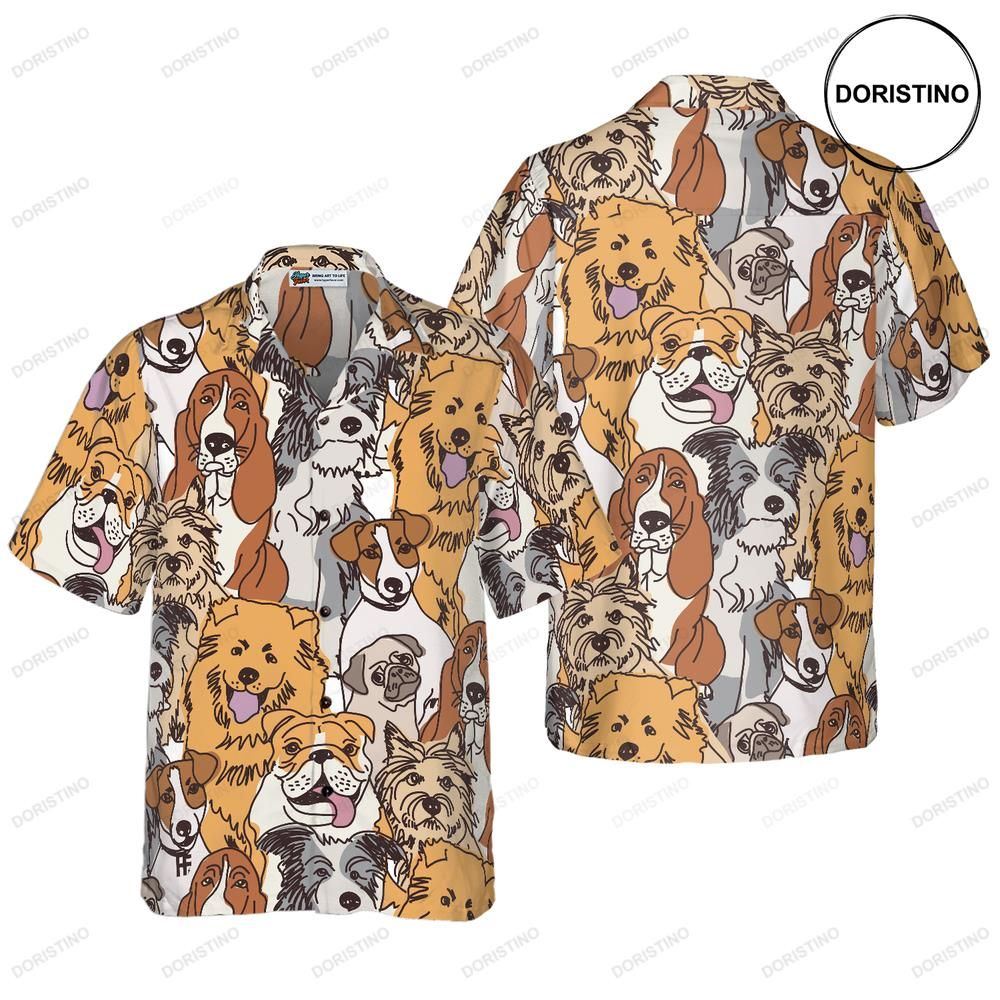 Group Dogs Seamless Pattern Awesome Hawaiian Shirt