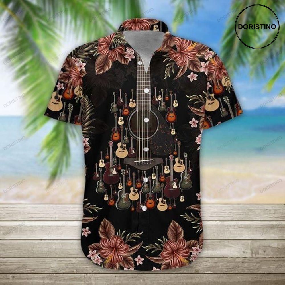 Guitar Print Hawaiian Shirt
