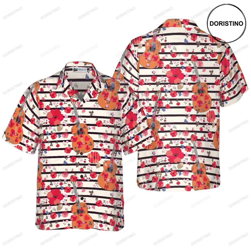 Guitars And Flowers Seamless Pattern Awesome Hawaiian Shirt