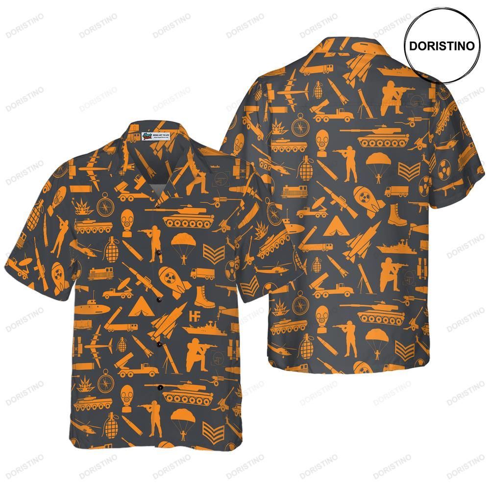 Gun Yellow Pattern Hawaiian Shirt