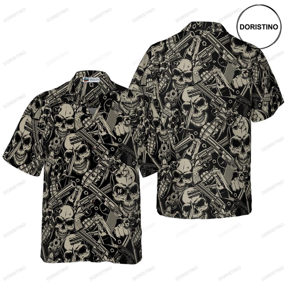 Guns And Skulls Pattern Limited Edition Hawaiian Shirt