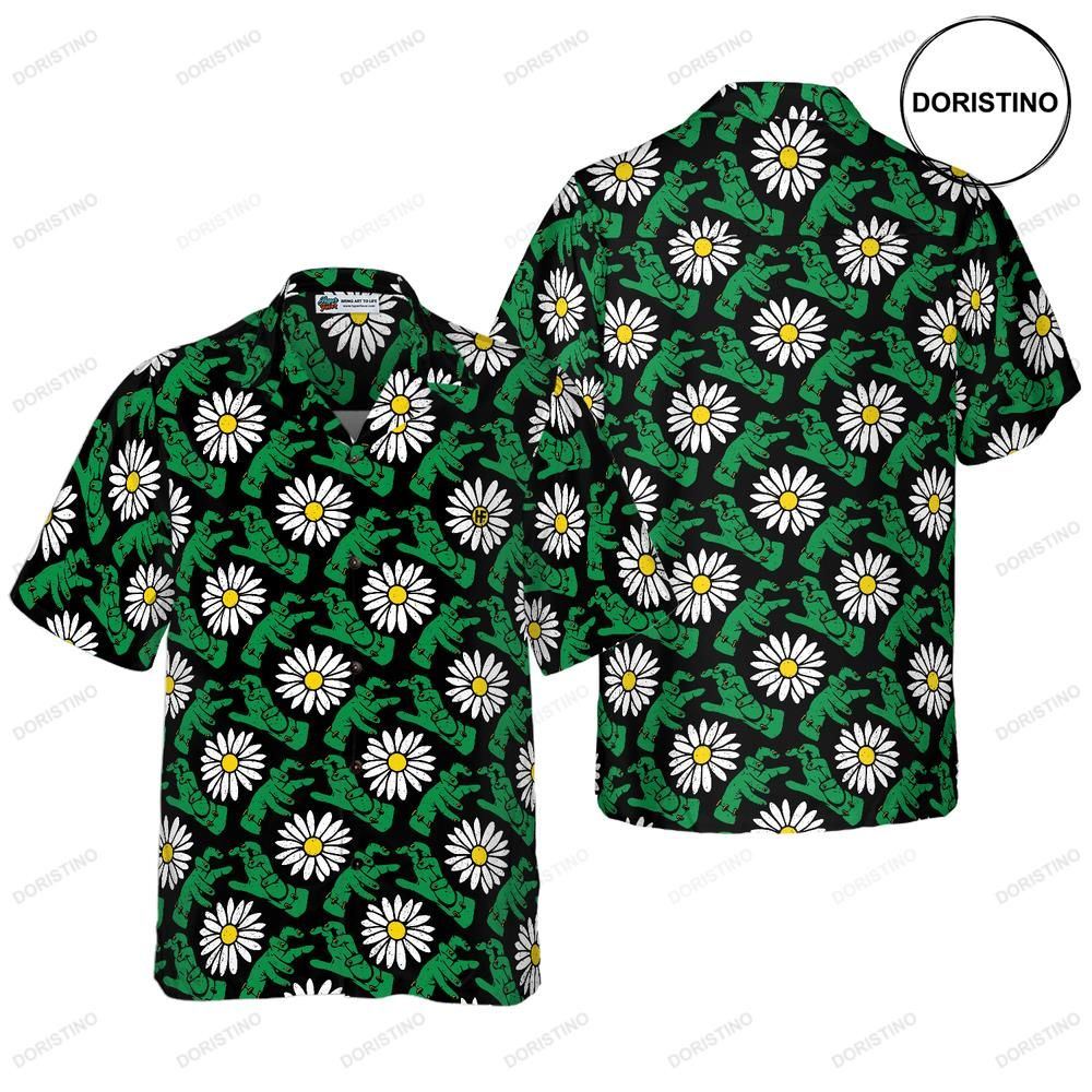 Halloween Frankenstein's Monster And Daisies Awesome Hawaiian Shirt