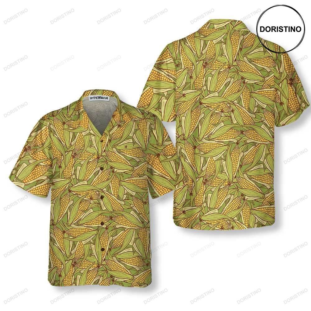 Hand Drawn Doodle Corn Cobs Corn Button Up With Corn Limited Edition Hawaiian Shirt