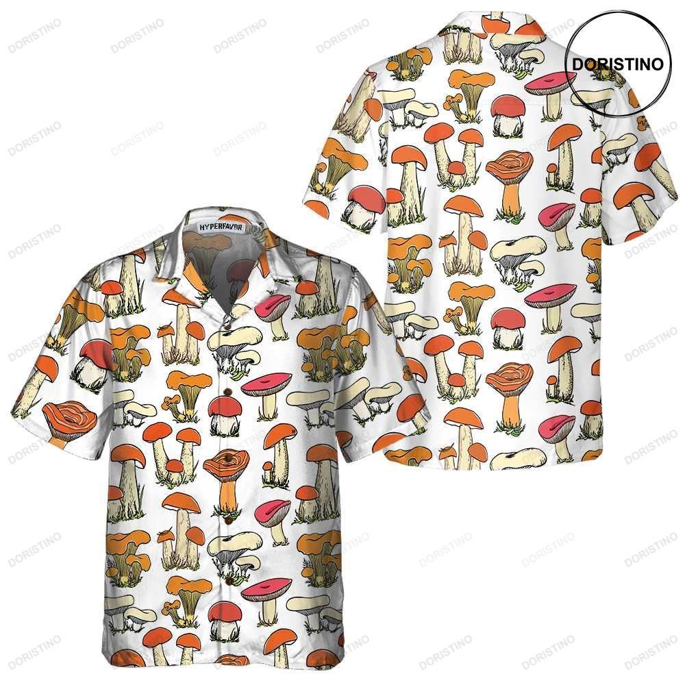 Hand Drawn Wild Mushrooms Unique Mushroom Mushroom Prin Hawaiian Shirt