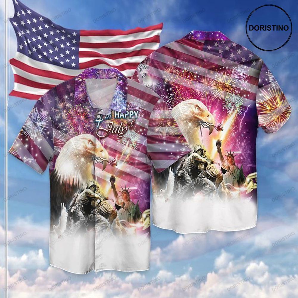 Happy 4th July Independence Day God Bless America Eagle Awesome Hawaiian Shirt