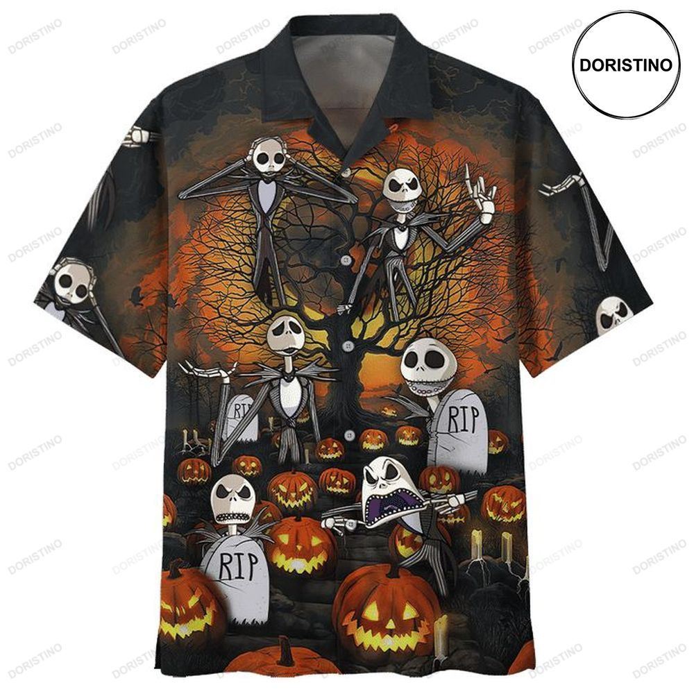 Happy Halloween Jack Skellington Print Hawaiian Shirt