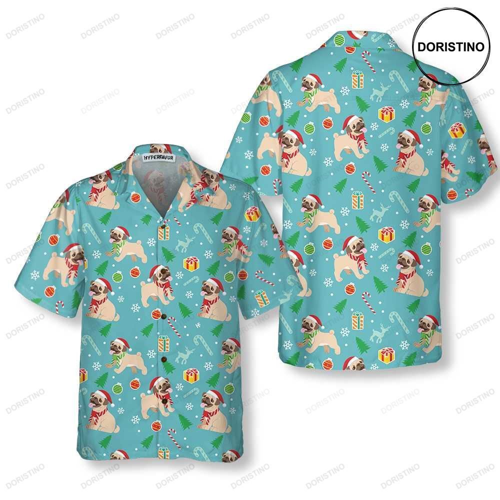 Happy Pug Dog Christmas Funny Pug Christmas Limited Edition Hawaiian Shirt